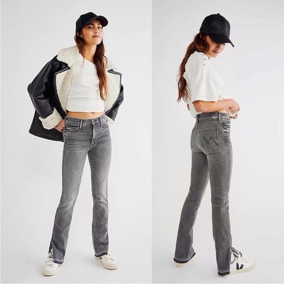 MOTHER The Rascal Slit Undone Hem in Tag You're It Size 24 Grey Slim Bootcut - Picture 7 of 17